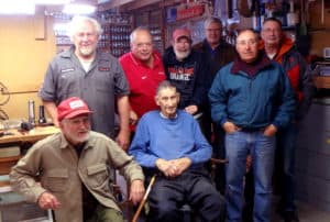 Volunteer work party installing runner chocks 11/14/2016. Don Anderson, Steve Holtzman, Don Sanford, Bill Bauer, Tony Perme, Paul McMillan, Jerry Simon, Bill Mattison